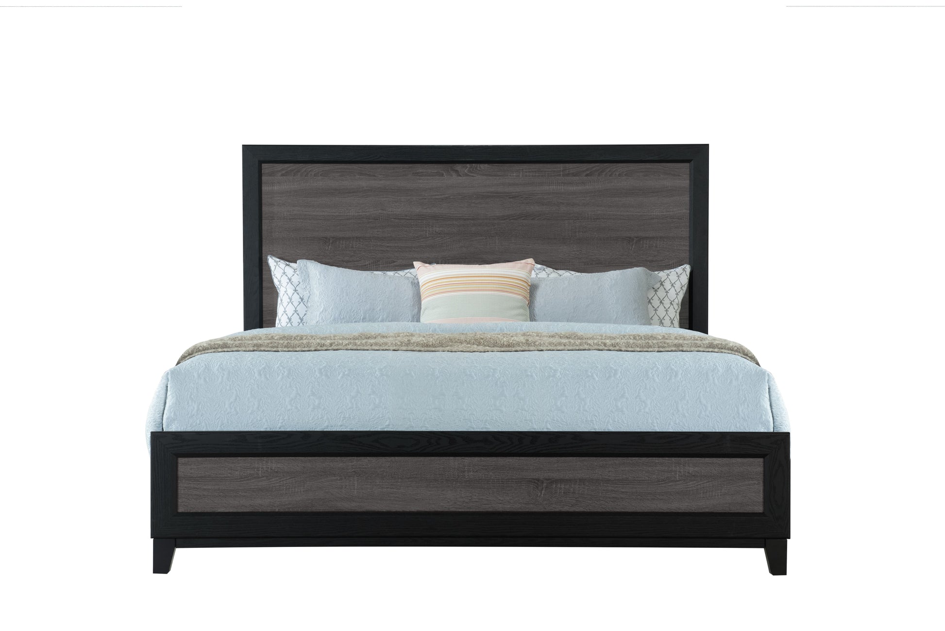 Soluto Grey And Black King Bed Black Gray Solid Wood Mdf