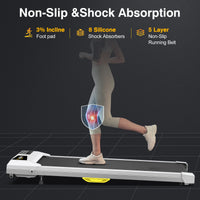 Under Desk Treadmill With Incline, Walking Pad For Home Office, Portable Walking Treadmill 2.5Hp, Walking Jogging Machine With 265 Lbs Weight Capacity App Remote Control Led Display White Gray Anti Slip Abs Rubber Steel Q235