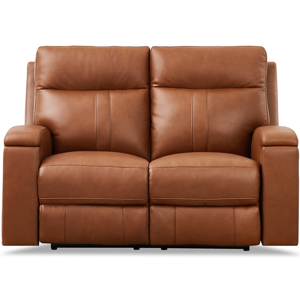 Venice Power Headrest Zero Gravity Reclining Loveseat Brown Genuine Leather Wood Primary Living Space Tight Back Eucalyptus Memory Foam Leather