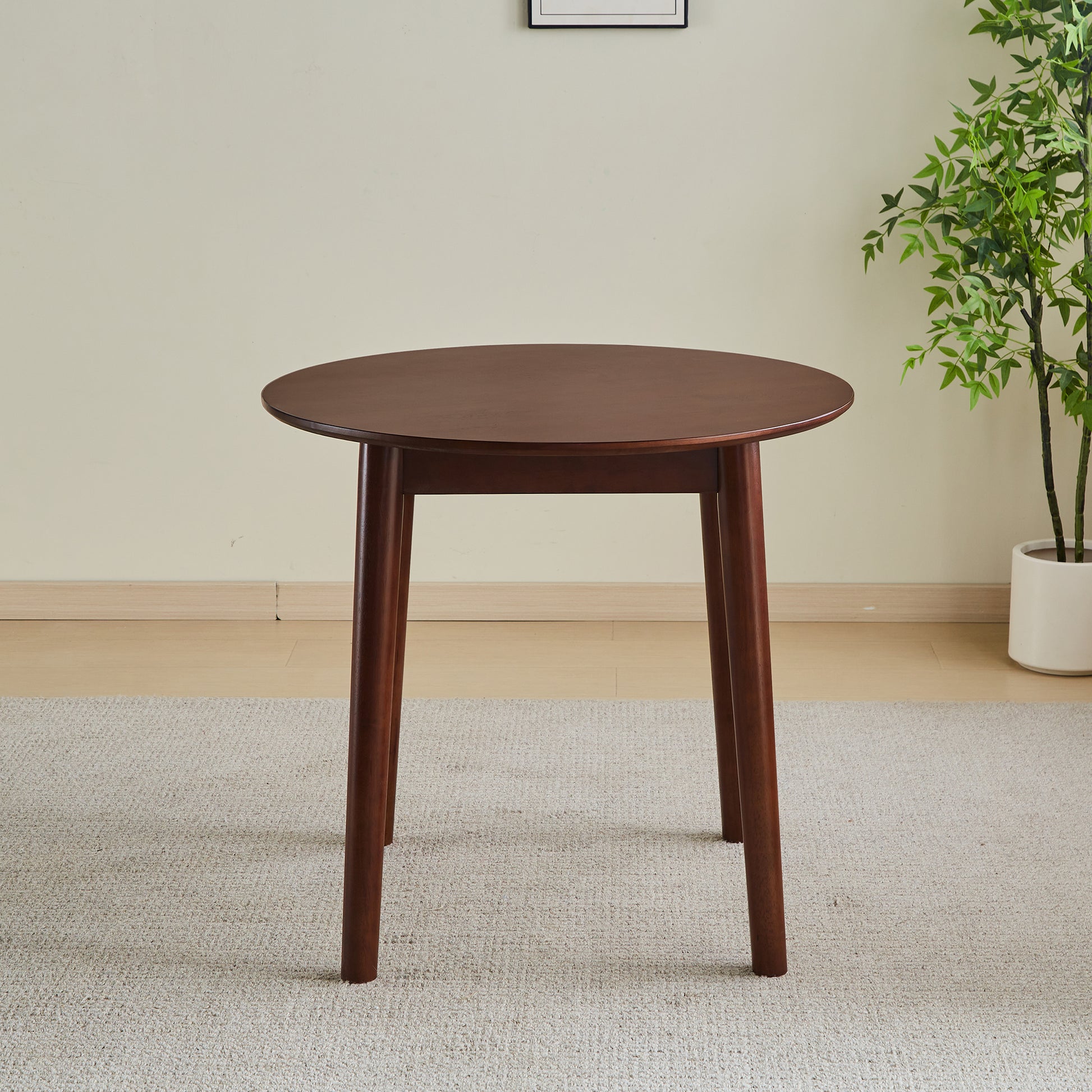 Walnut Round Table, All Solid Wood, Can Sit 2 4 People Diameter 31.5 Inches Walnut Rubber Wood