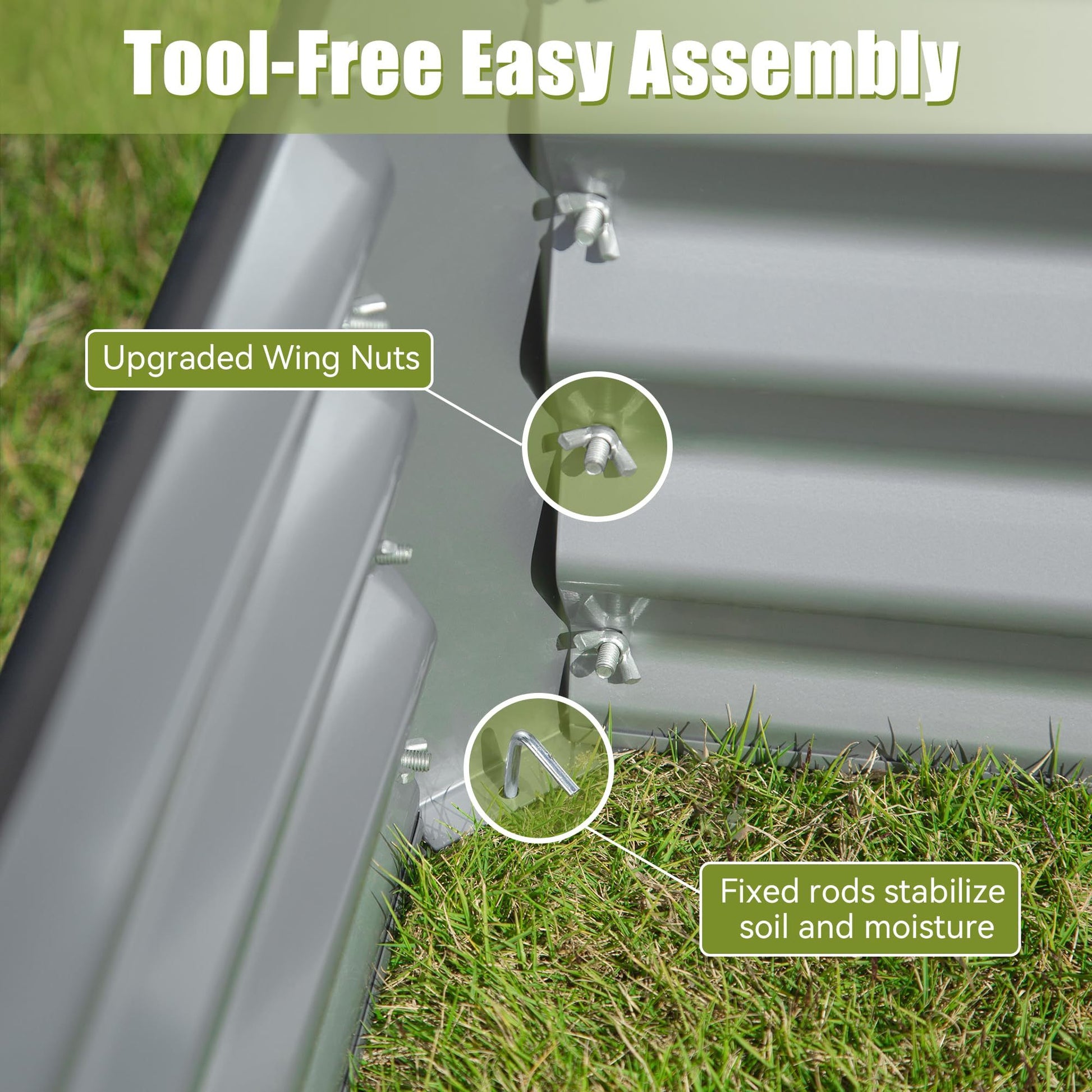 8X4X1.5 Ft Galvanized Raised Garden Bed, Outdoor Planter Garden Boxes Large Metal Planter Box For Gardening Vegetables Fruits Flowers, Silver Silver Garden & Outdoor Steel
