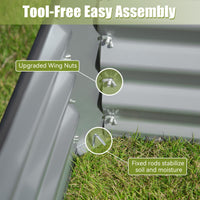 8X4X1.5 Ft Galvanized Raised Garden Bed, Outdoor Planter Garden Boxes Large Metal Planter Box For Gardening Vegetables Fruits Flowers, Silver Silver Garden & Outdoor Steel