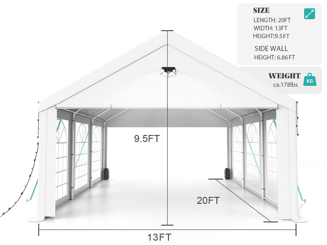 Sannwsg Party Tent 13X20Ft Heavy Duty Canopy Tent With Removable Sidewalls,2 Box Outdoor Waterproof Patio Camping Gazebo Shelter,Perfect For Wedding Holiday Birthday Bbq Backyard Evening Tent White Garden & Outdoor Year Round Use Metal