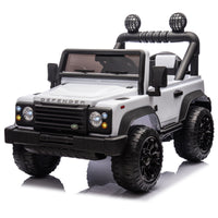 Licensed 2015 Land Rover Defender 90,24V Kids Ride On Xxl Car W Parents Control,2Wd,Four Wheel Suspension,Bluetooth,Mp3,Music,Power Display,Led Lights,Speeds 1.86 3.11Mph For Kids 3 7. White Polypropylene