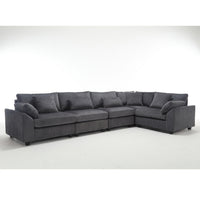 Arrival Oversized Modular Sectional Sofa Couches Set,Corduroy Upholstered Deep Seat Comfy Sofa For Living Room 5 Seat,Dark Gray Dark Gray Fabric 5 Seat