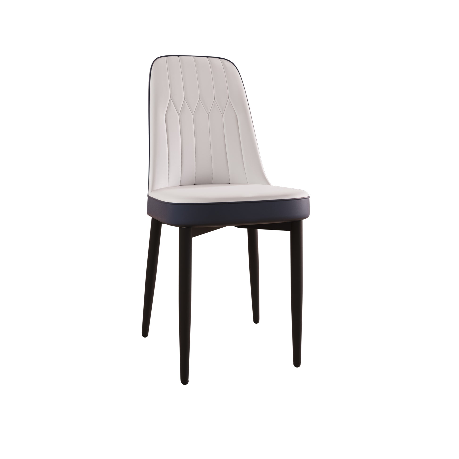 A Set Of 2 Dining Chair, Modern Style Chair Made Of High Quality Pu Leather Fabric With Thick Soft Cushions, Black Metal Leg Kitchen Chair, Dining Room Kitchen Dining Chair White And Blue Metal Blue