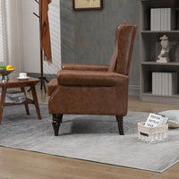 Coolmore Wood Frame Armchair, Modern Accent Chair Lounge Chair With Sturdy Wood Legs For Living Room Bedroom Brown Pu Brown Pu Foam Pu Leather