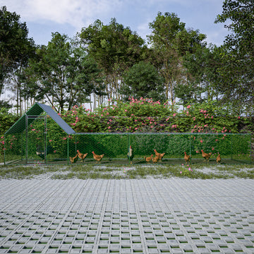 26'Lx6.7'Wx6.6' Ft Large Metal Chicken Coop, Walk In Chicken Run, Galvanized Wire Poultry Chicken Hen Pen Cage, Rabbits Duck Cages With Waterproof And Anti Ultraviolet Cover For Outside Silver Metal