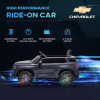 Aosom Chevrolet Tahoe Licensed Kids Ride On Car, 12V Battery Powered Kids Electric Car With Remote Control, Music, Lights, Horn, Suspension For 3 6 Years Old, Gray Grey Plastic