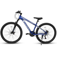 A2610 26 Inch Mountain Bike 21 Speeds, Suspension Fork, Steel Frame Disc Brake For Men Women Mens Bicycle Adlut Bike Cycling Blue Without Anti Slip Garden & Outdoor Classic Multifunctional Steel