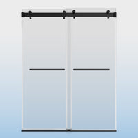 56 60 Inches Width 72 Inches Height Double Sliding Frameless Shower Door With 3 8 Inches 10Mm Clear Tempered Glass, Matte Black Finish Matte Black Bathroom Luxury,Modern Glass Aluminium,Stainless