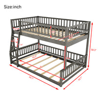 Full Xl Over Queen Bunk Bed With Ladder And Guardrails, Gray Box Spring Not Required Queen Gray Wood Bunk Solid Wood Mdf