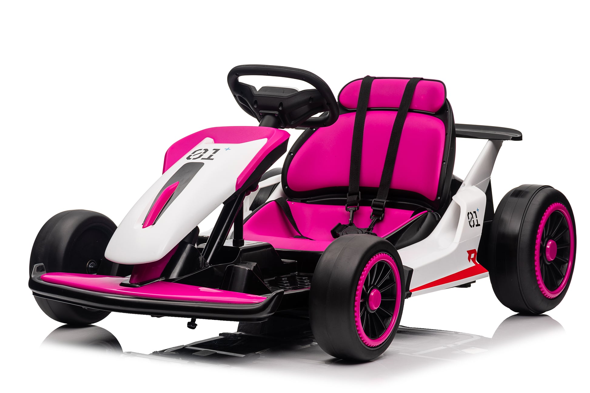 Ride On Go Kart For Kids, 24V7Ah Battery 150W*2 Motors, High Speed Drifting Car, Forward And Backward, Bluetooth, Slow Start Function,High Low Speeds,Music,Mp3,Usb, Horn,Max Load 110Lbs,Pink Pink