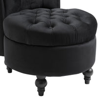 Homcom High Back Accent Chair, Upholstered Armless Chair, Retro Button Tufted Royal Design With Thick Padding And Rubberwood Leg For Living Room, Dining Room And Bedroom, Black Black Polyester