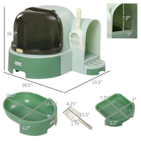 Pawhut Cat Litter Box With Lid, Covered Litter Box, Easy To Clean & Open Including Openable Front Cover, Litter Scoop, Green Green Plastic