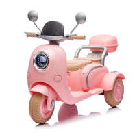 12V Two Seater Kids Ride On Electric Motorcycle,Three Wheels Kids Toy With Slow Start,Multi Function Player,Usb,Bluetooth, Light,Backseat Flip Adult Seat, Oversized Storage Box For Kids Aged 3 6. Pink Plastic