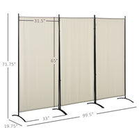 Homcom 6' 3 Panel Room Divider, Indoor Privacy Screen For Home, Beige Beige Polyester
