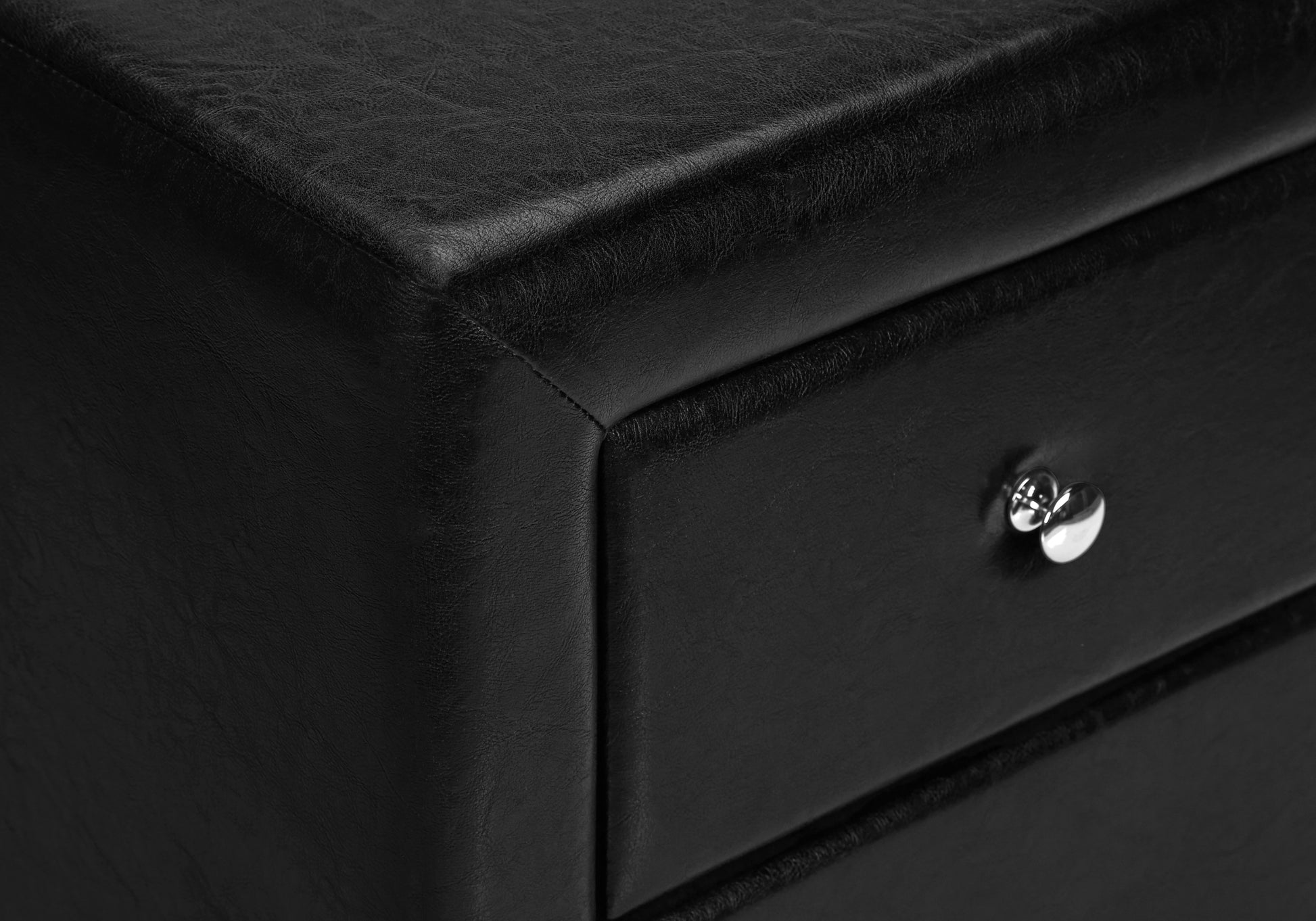 Nightstand, Nightstand, End, Side, Lamp, Storage Drawer, Bedroom, Upholstered, Black Leather Look, Transitional Black Mdf