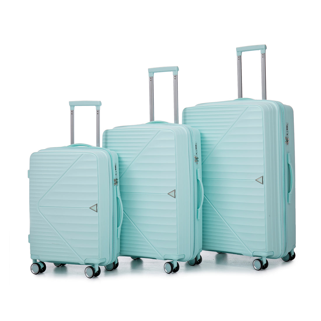 Pp Luggage Sets 3 Piece 20 24 28 , Expandable Carry On Luggage With Tsa Lock Airline Approved, Pp Materials Hard Shell And Lightweight Suitcase With Spinner Wheels Mint Green Mint Green Polypropylene