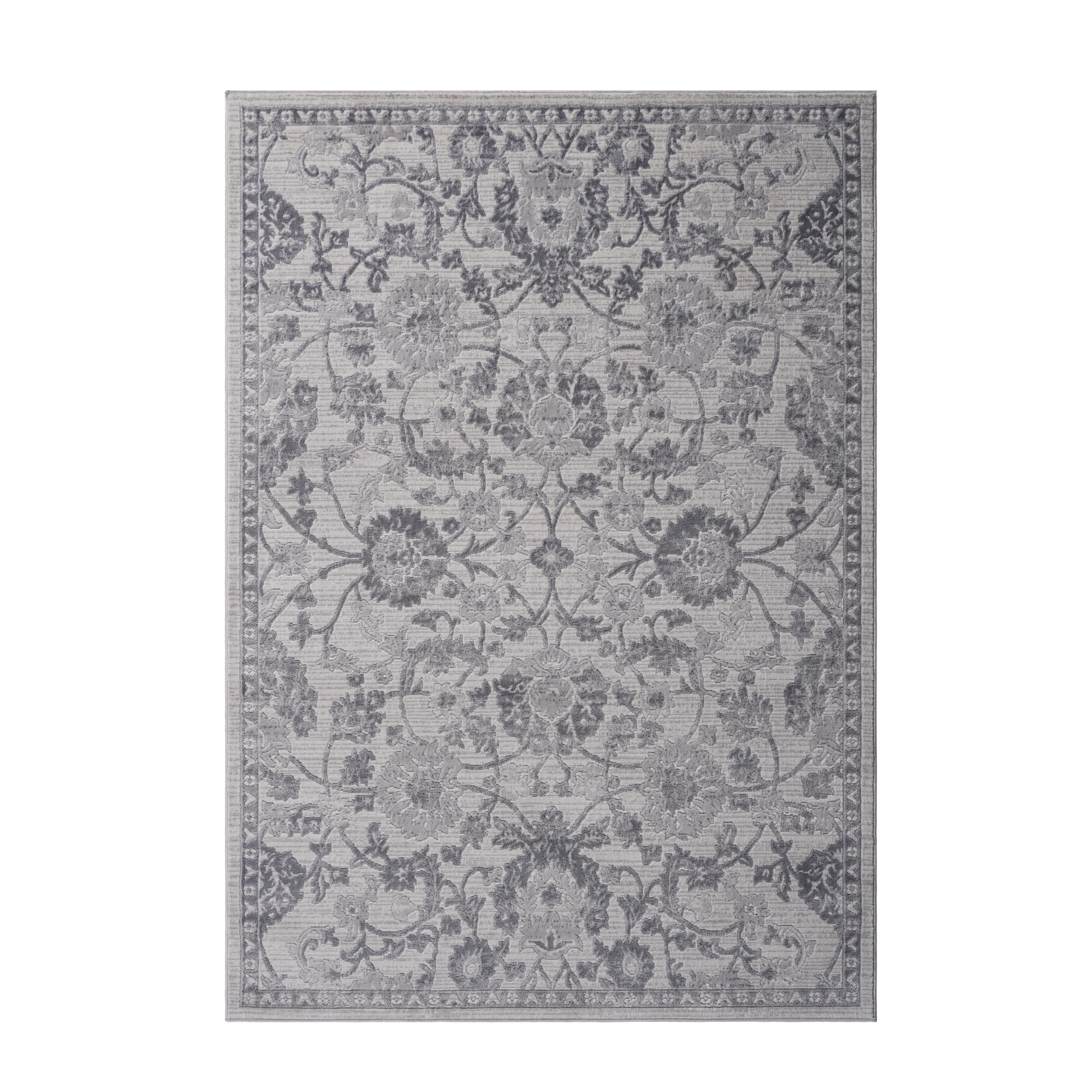 5X7 Grey Silver Oriental Non Shedding Living Room Bedroom Dining Home Office Stylish And Stain Resistant Area Rug Grey Polyester