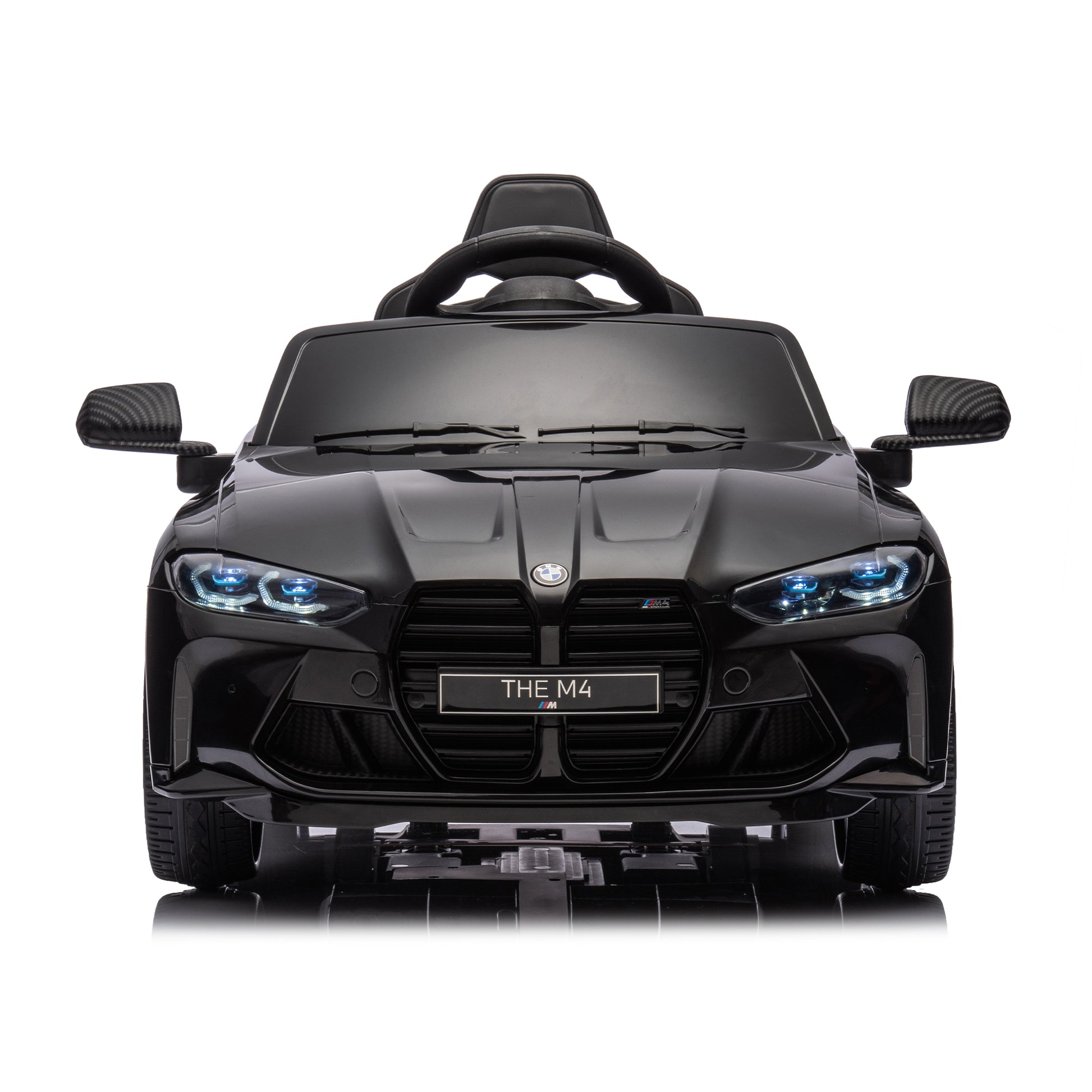 Bmw M4 12V Kids Ride On Toy Car 2.4G W Parents Remote Control,Three Speed Adjustable,Power Display, Usb,Mp3 ,Bluetooth,Led Light,Story,A Handle With Wheels And A Pull, Easy To Carry Black