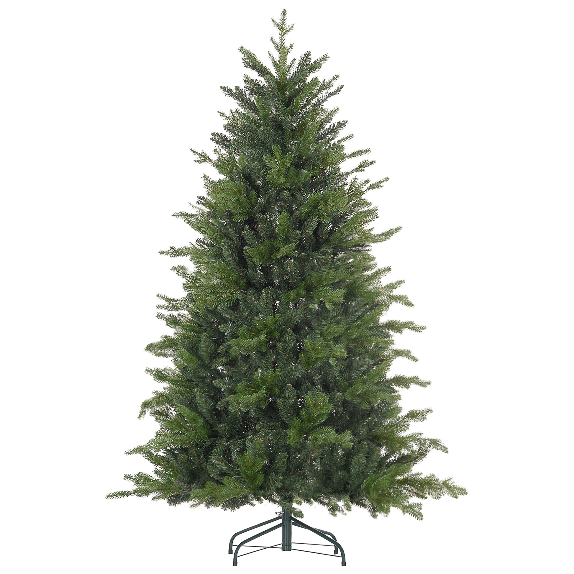 Homcom 6Ft Artificial Christmas Tree With 1821 Tips, Foldable Metal Stand, Easy Assembly, Hinged Xmas Tree For Home, Office, Holiday, Green Green Plastic