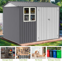 Storage Shed 6 X 8 Ft Large Metal Tool Sheds With Window Grey Rectangular None Garden & Outdoor Modern Year Round Use Anchored Metal