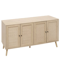 4 Door Accent Cabinet Sideboard Buffet Storage Cabinet With Adjustable Shelf For Entryway Living Room Bedroom Natural Mdf