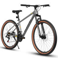 A27312 Ecarpat Mountain Bike 27 Inch Wheels, 21 Speed Mens Womens Trail Commuter City Mountain Bike, Aluminium Frame Disc Brakes Thumb Shifter Front Fork Bicycles Gray Without Garden & Outdoor Classic Steel