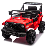 12V Kids Ride On Electric Truck Car W Parents Control,2Wd,Four Wheel Suspension,Early Education Function,Adjustable Volume,Usb,Mp3,Bluetooth,Microphone Jack,Power Display,Led Lights For Kids Aged 3. Red Polypropylene