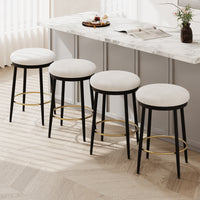 24.75'' Modern Counter Stools Set Of 4,White Counter Stools With Iron Frame,Sponge Cushion,Footrest,Suitable For Kitchen Bedroom Dining Room. Iron White Kitchen Sponge Round Contemporary Set Of 4 Or