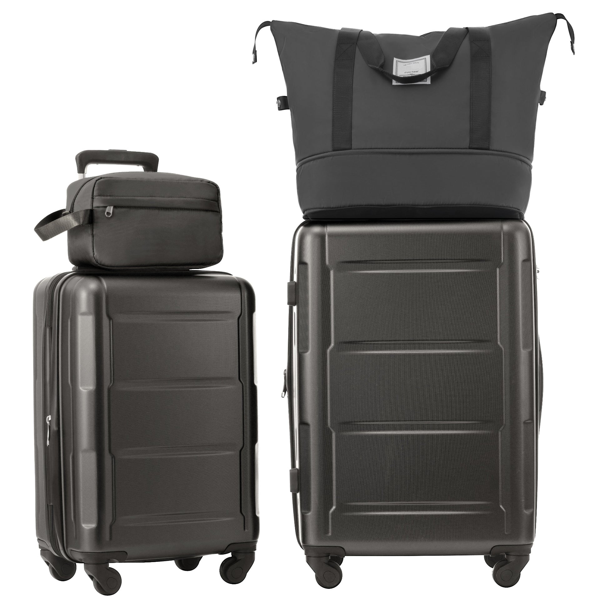 2 Piece Luggage Set With Bags Expanable Spinner Wheels Abs Lightweight Suitcase With Tsa Lock 20Inch 24Inch Dark Gray Abs