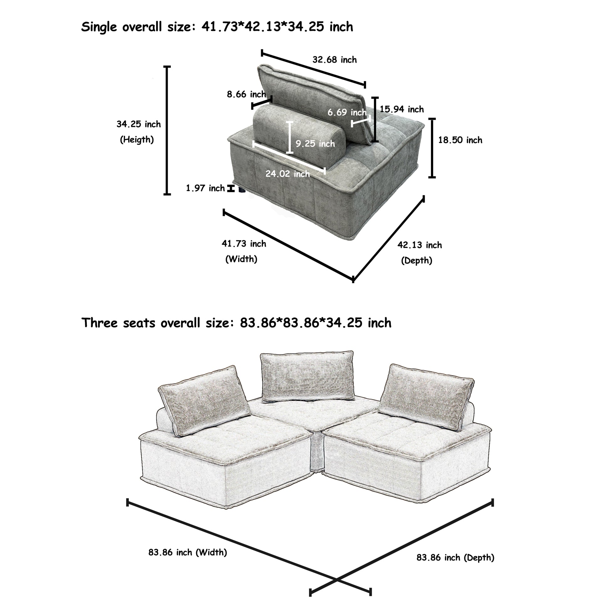 Modern Chenille Modular L Shaped Sofa With Hidden Legs, Adjustable Headrests, And Spring Cushions Ideal For Living Room And Versatile Spaces Light Grey 5Pieces Sofa Light Gray Chenille 5 Seat