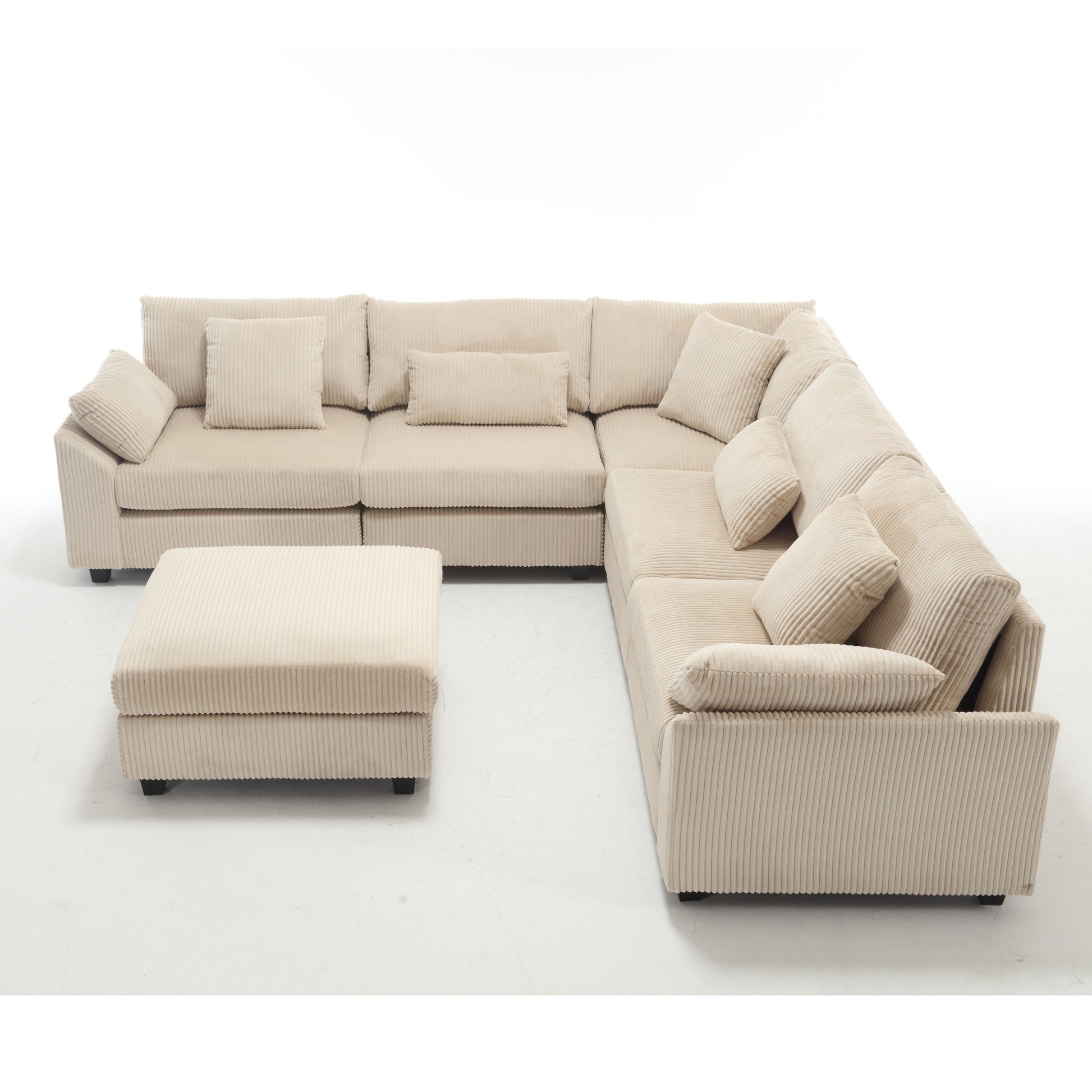 Arrival Oversized Modular Sectional Sofa Couch,Modern Minimalist Couches For Living Room,Free Combination Deep Seat Corner Couch For Living Room,Corduroy, Beige Beige Fabric 6 Seat