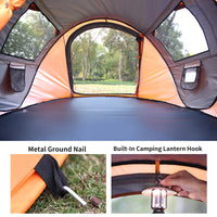 2 Person Black Orange Pop Up Camping Tent Black Cream Polyethylene