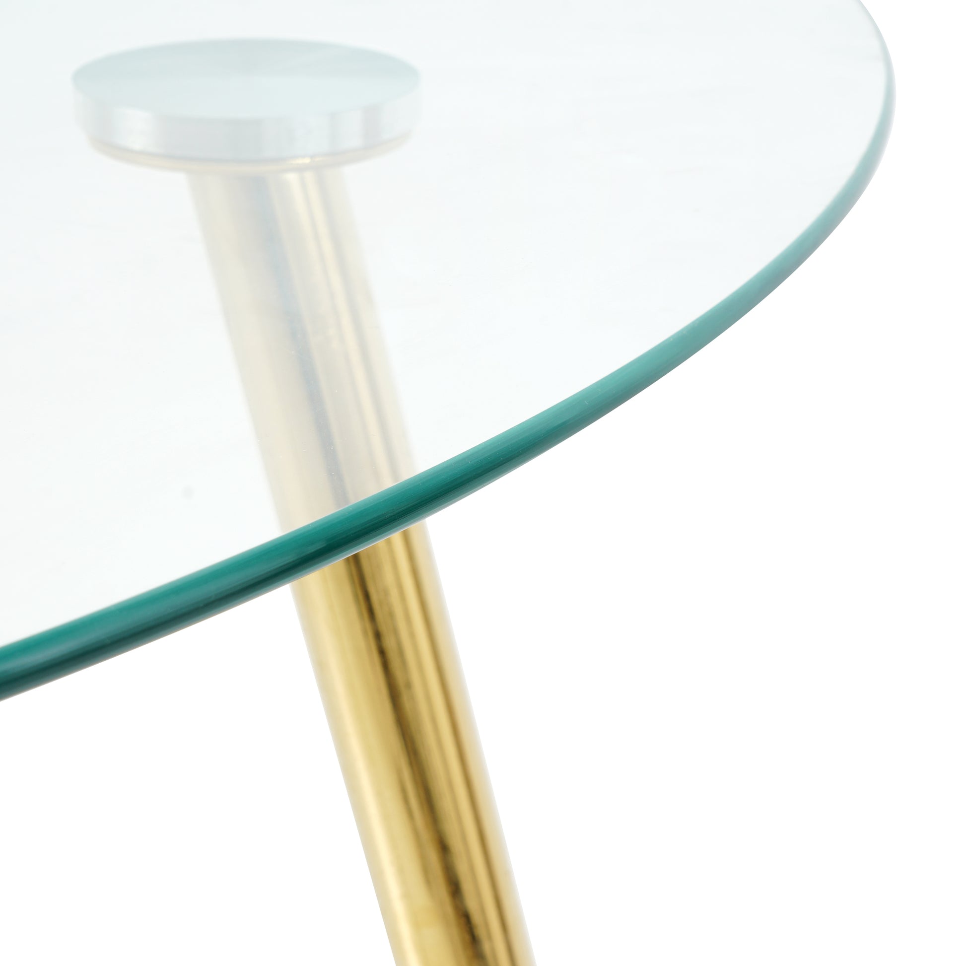 Modern Simple Glass Table, High Quality Tempered Glass Metal Material, Gold Plated Table Legs, Suitable For Restaurant Kitchen Set Of 1 Gold Round Glass