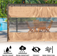 Heavy Duty Outdoor Clear Panel Curtain, 18 Oz Waterproof Pvc Polyester Curtain, Weather Resistant & Tearproof For Patios, Gazebos, Pergolas, Privacy Screen 8'H X 12'W, Gray Gray Plastic,Polyethylene