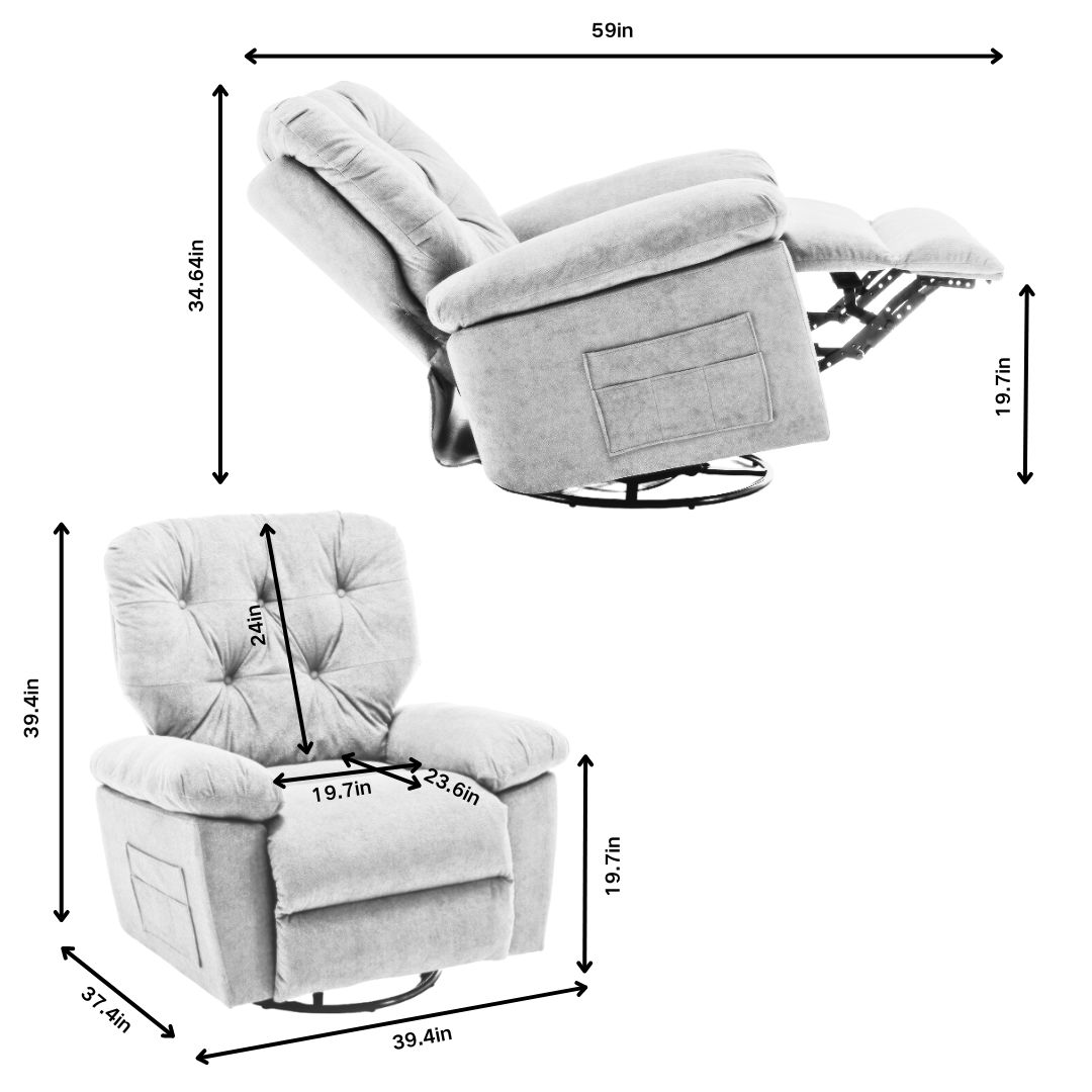 Yellow Relaxing Recliner Chair,Soft Artificial Fleece, Overstuffed, Swivel, Glider, Side Pocket Yellow Manual Push Button Wood Bedroom Medium Soft Tufted Back Heavy Duty Modern Push Button Oak