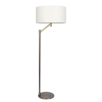 Serene Brushed Nickel Floor Lamp With Rotary Switch Metal Base White Linen Shade Brushed Nickel,White Table&Floor Lamps Linen,Metal