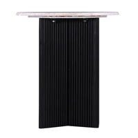 Luxurious Round Mable Topped Pedestal Side End Table, Living Room Accent Table, White Black Black White Primary Living Space Industrial Freestanding Mango Coffee & End Tables Round Marble,Solid Wood Pedestal