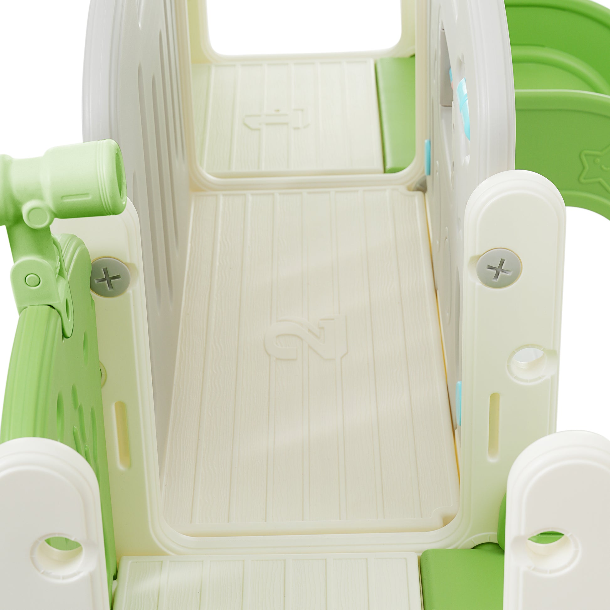 Kids Slide Playset Structure 8 In 1, Freestanding Ocean Themed Set With Slide, Arch Tunnel,Basketball Hoop And Telescope, Double Slides For Toddlers, Kids Climbers Playground Green 50 99 Lbs Cute 1 To 2 Years Hdpe Indoor & Outdoor Use