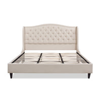 Coverley Tufted Shelter Platform Bed, King, Sky Neutral Beige Polyester Box Spring Not Required King Beige Wood Foam Polyester Polyester