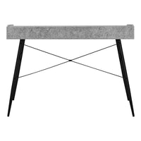 Computer Desk, Home Office, Laptop, Storage Shelves, 48"L, Work, Grey Stone Look Laminate, Black Metal, Contemporary, Modern Grey Particle Board