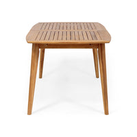 Outdoor Dining Set,Dining Chair Set Of 6 Gray Acacia Wood Expandable Dining Table Brown Gray Pe Rattan Iron Waterproof Fabric,Wood