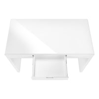 Computer Desk, Home Office, Laptop, Storage Drawers, 48"L, Work, Glossy White Laminate, Contemporary, Modern White Mdf