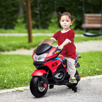 Aosom 12V Kids Electric Motorcycle With Training Wheels, Battery Power Motorbike For Kids Ages 3 8 Years Old, High Traction At 3.7 Mph Top Speed, With Light Music, Red Red Plastic