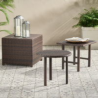 Lido 3Pc Table Set Brown Multi Rattan