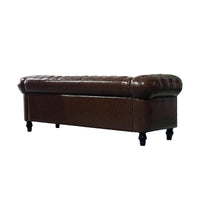 Fx P80P Pu2 Sofa 3 Seat Living Room Upholstered Sofa Modern Sofa Couches Set Style Button Tufted, Pu Chesterfield Sofa For Living Room Apartment Brown Pu 3 Seat