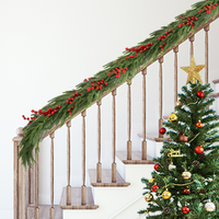 72'' In. Lighted Faux Spruce Garland 2Pcs Frosty Green American Design Pine