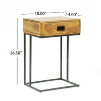 C Table Natural Grey Wood Metal